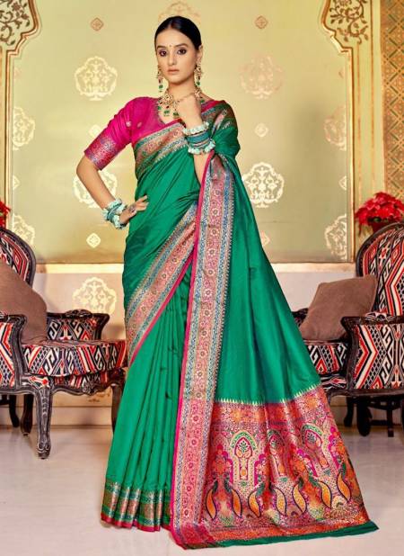 Green Colour RAJYOG AARCHI New Exclusive Wear Soft Banarasi Plain Silk Latest Saree Collection 9206
